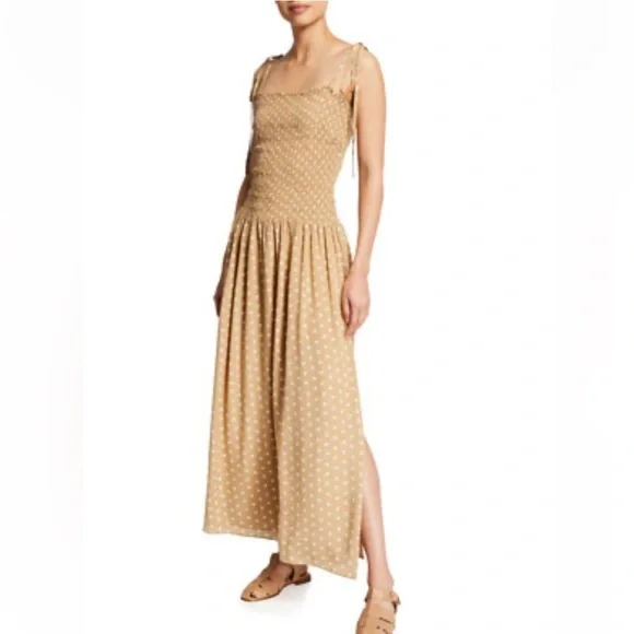 New! Rebecca Taylor Women's Sleeveless Ruched Emmy Dress Golden Rod Combo  Large